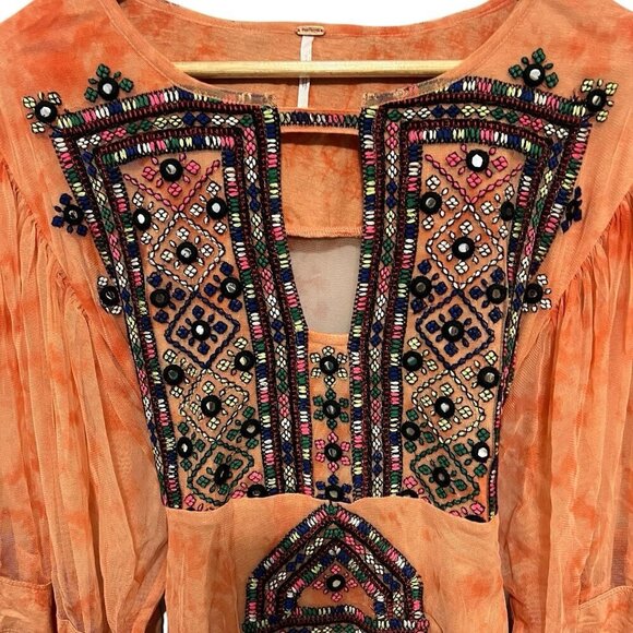 Free People Market Place Embroidered Maxi Top Size S - Picture 8 of 16